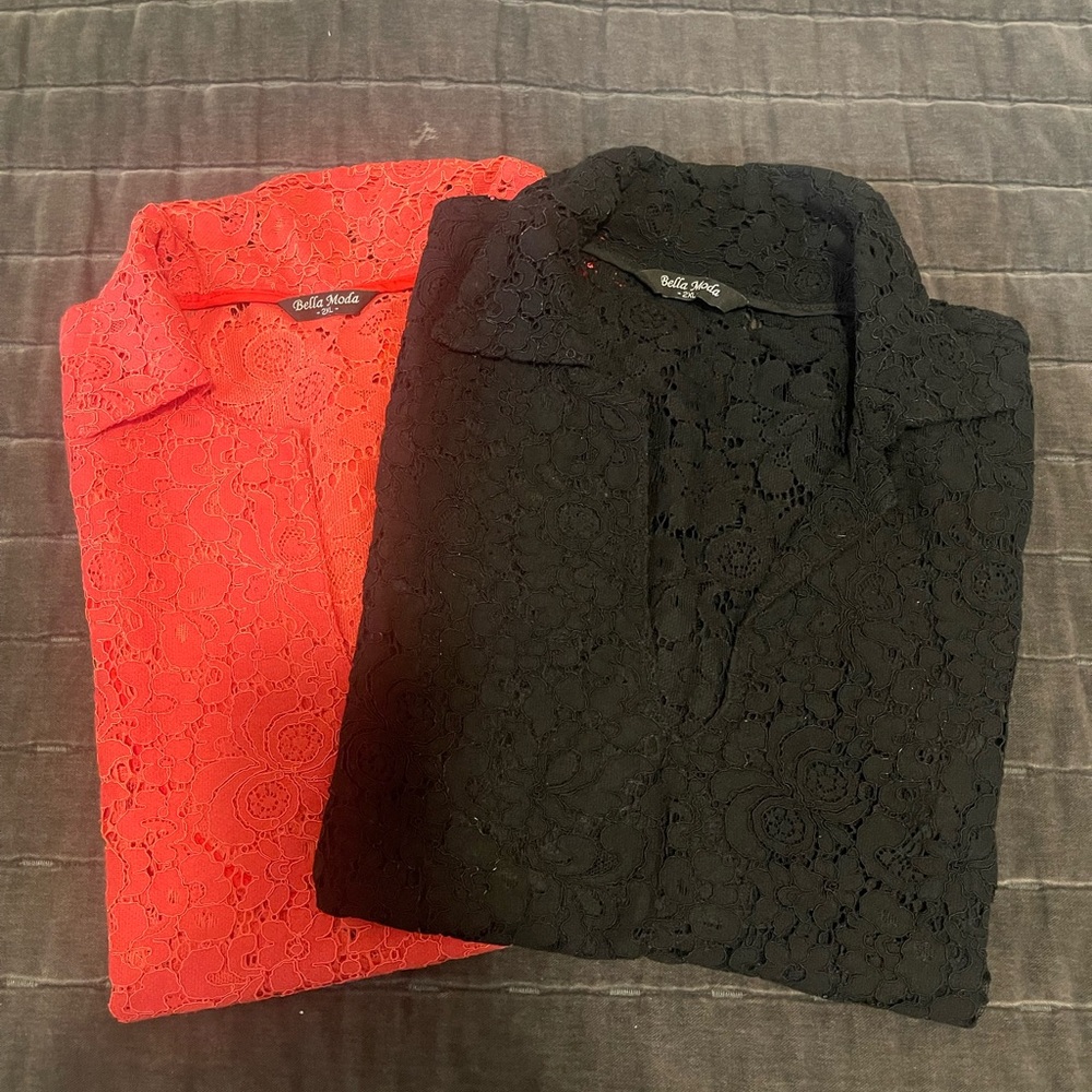 Lace Shirts - Black and Red